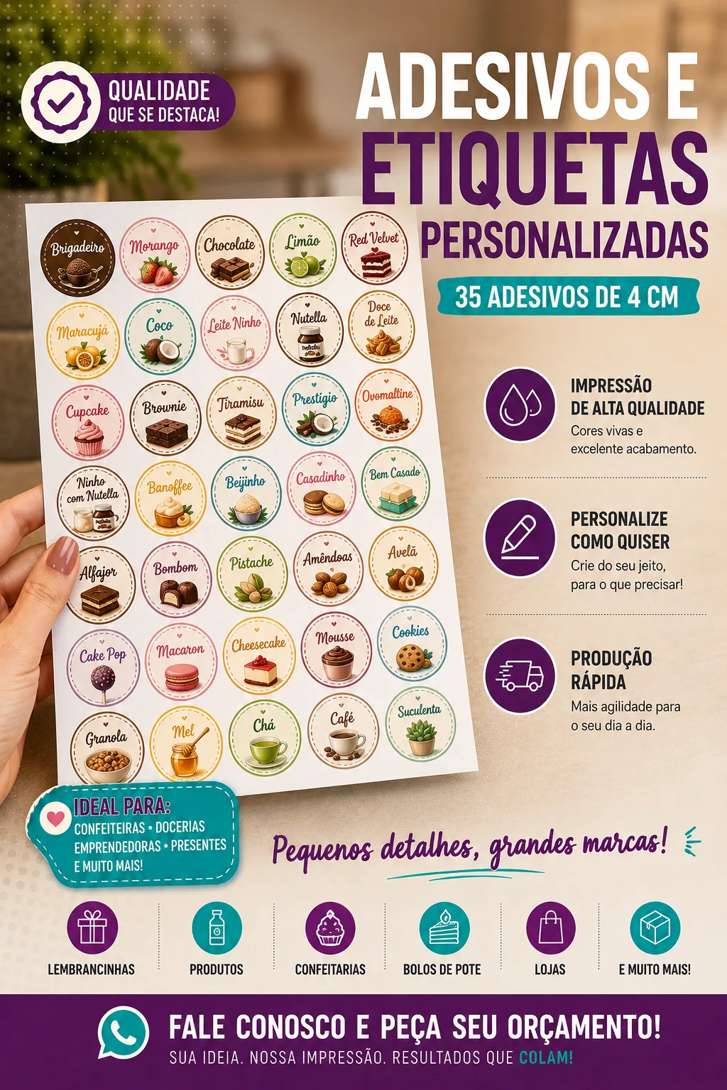 Etiquetas para potes, doces e embalagens